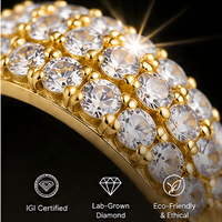 Bague empilable QX Fine Jewel en argent sterling S925 pour femme, avec moissanite brillante de 2 carats, couleur D, qualité VVS1, plaquée or, sertie à griffes