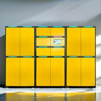 Casier à bagages intelligent à 12 compartiments avec indicateurs d'état LED, cadre métallique industriel, déverrouillage triple mode via code PIN, QR code et clé mécanique