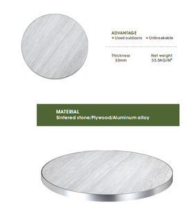<b>Round</b> White Marble Sintered Stone <b>Table</b> Top with Aluminum Edge | Modern Commercial Tabletop Wholesale - Product Image 6