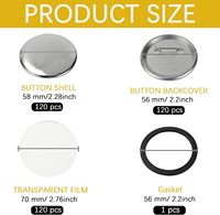 120 pièces de fournitures pour boutons imprimés, 2,25 pouces, personnalisables, 58 mm, fournitures pour boutons pour machine à badges, vente en gros, boutons avec logo personnalisé