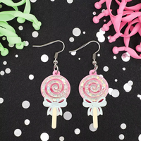 Boucles d'oreilles pendantes en acrylique découpées au laser, motif créatif coquillage géométrique, goutte d'eau, pompon coloré, pour femmes et jeunes filles, vente en gros