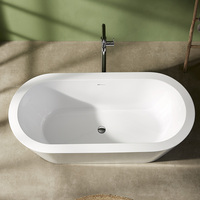 Baignoire ovale autoportante en acrylique MC8008, design écologique, profondeur de trempage optimale, avec drain, idéale pour appartements et hôtels