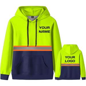 YOWESHOP Sweat à capuche personnalisé pour homme avec bande réfléchissante Broderie 3D Anti-Rides Enzyme Lavé Étiquette personnalisée - Product Image 4