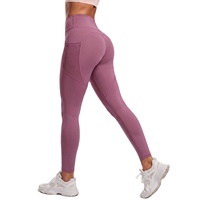 Pantalon de yoga taille haute pour femme Air Feel, effet push-up, avec poches latérales en maille fine, élastique, pour la course et les activités de gym