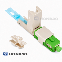 Connecteur rapide pré-polissé Hondao FAST X APC SC APC pour fibre optique, idéal pour l'assemblage sur site de câbles de branchement FTTH