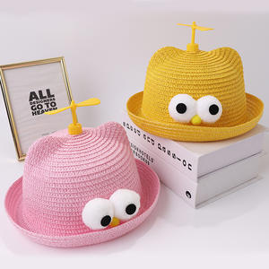 Chapeau d'été libellule en bambou pour garçons filles <span class=keywords><strong>TikTok</strong></span> nouveau dessin animé rotatif parasol raphia paille moulin à vent pêcheur chapeau pour décontracté - Product Image 1