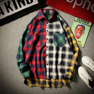 Men Flannel Plaid Spring Autumn Casual Soft Comfort Vintage Plaid <strong>Patchwork</strong> Women <strong>Shirts</strong> - Product Image 2