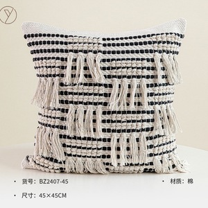 Cojín Decorativo Tejido Geométrico en Negro, Blanco y Gris, Cojín de Sofá con <span class=keywords><strong>Textura</strong></span> Tejida a Mano Estilo Ins, Cojín Decorativo para Sala de Estar - Product Image 6