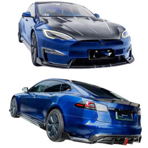 Kit de carrosserie en Fiber de carbone sèche de haute qualité pour <span class=keywords><strong>Tesla</strong></span> modèle S mise à niveau CT Style pare-chocs avant et arrière diffuseur arrière capot de becquet - Product Image 1