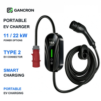 Chargeur Portable pour Véhicules Électriques EV Type 2, Chargeur de Voiture Portable 22kW 11kW, Station Intelligente pour Véhicules