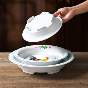 Xiangyuan <b>melamine</b> tableware <b>plates</b>, commercial imitation porcelain rooster serving <b>plates</b>, restaurant and hotel spicy chicken - Product Image 2