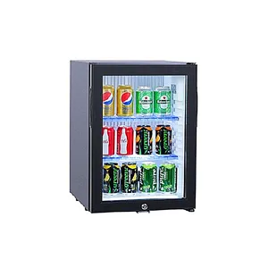 Mini refrigerador de puerta de vidrio, nevera compacta, transparente, CC de 12V