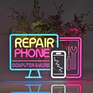 Réparation de téléphones, enseignes néon LED à intensité variable, alimentées par USB, lumière d'ambiance, décoration de vitrine, lumière indicatrice de rue, personnalisable 5V - Product Image 5