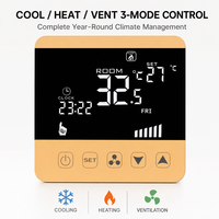 Termostato Inteligente WIFI HYSEN HY08AC-3 para Fan Coil, para Aire Acondicionado Central de 2/4 Tubos, Comunicación Modbus RS485, Aplicación Tuya, Control de Ventilador de 4 Velocidades
