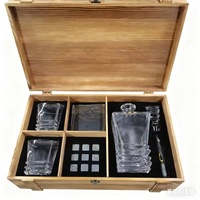 Juego de 5 Decantadores de Whisky en Caja de Regalo, Decantador de Whisky Personalizado con 4 Vasos de Whisky y 8 Piedras en Caja de Madera