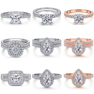 Anelli con Zirconi Cubici Scintillanti, <span class=keywords><strong>Gioielli</strong></span> in Argento Sterling 925 Placcato Rodio Antiossidante, Anello di Fidanzamento per Donne - Product Image 3