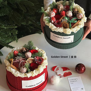 थोक क्रिसमस गुलदस्ता फूल व्यवस्था के लिए सेब उपहार टोकरी के लिए डिब्बाबंद प्लेटर बॉक्स - Product Image 2