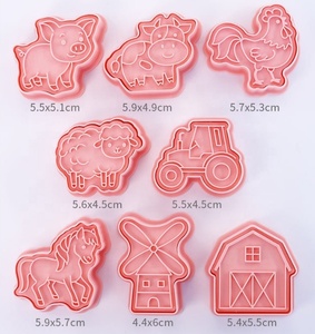 8 pc set gâteau outils <span class=keywords><strong>ferme</strong></span> animal mouton vache <span class=keywords><strong>emporte</strong></span>-pièce en plastique moule outil moule - Product Image 2