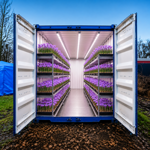 Sistema de riego automático multinivel para bandejas de cultivo con temporizador, iluminación, ventilación pasiva y contenedor aislado para azafrán. - Product Image 1