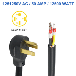 50A 125/250V NEMA 14-50P Power Cord AC 12500W Heavy Duty Industrial Grade <b>PVC</b> Wire <b>Stripped</b> End Pigtail Cable - Product Image 1