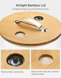 5L 8L Glass Food <b>Container</b> for <b>Flour</b> Cereal Rice with Bamboo Stand and Measuring Cup - Product Image 3