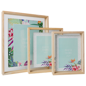 Wood shadow box double sided glass photo picture frame portaretrato