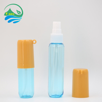 Flacon pulvérisateur unique en plastique en forme de capsule 30ml 50ml PET avec pulvérisateur à fine brume pour soins personnels, désinfectant pour les mains, avec porte-clés