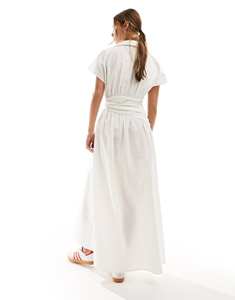 Camicia bianca lunga da donna con collo a punta a <span class=keywords><strong>maniche</strong></span> corte - Product Image 6