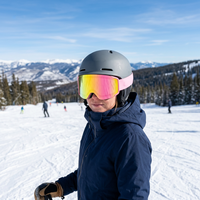 Masque de ski professionnel OTG UV400 anti-buée anti-rayures résistant aux chocs avec lentille cylindrique dégradé rose CE
