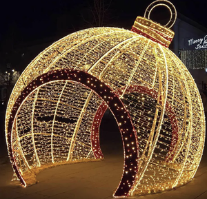 Decoración Navideña Personalizada con Bolas LED de Colores, Escultura Metálica con Motivo de Casa, Bastón de Caramelo Navideño en 3D, Decoración para Jardín Exterior - Product Image 4
