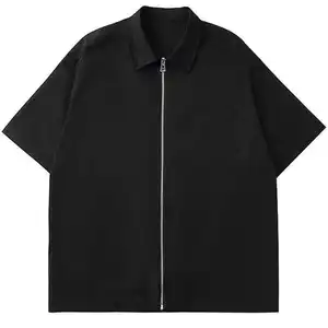 Blank Casual Bulk High Quality Designer Shirts Dtg Custom T Shirt Manufacturer Zip up Shirt for Men Heavyweight T-Shirt