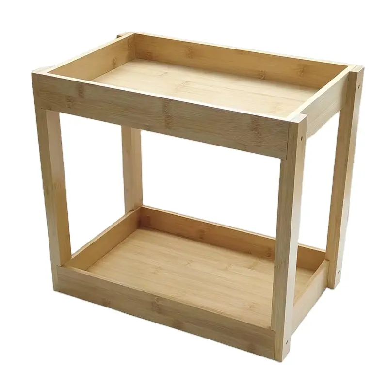 Nuevos productos Idea 2023 bambú madera 2 niveles debajo del fregadero gabinete cocina baño encimera organizador de almacenamiento