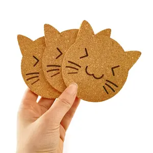 Posavasos de corcho con forma de gato para bebidas, posavasos personalizado, absorbente, bonito