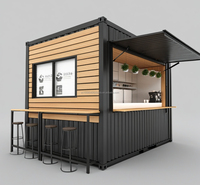 Kiosque de café modulaire en conteneur préfabriqué avec comptoir de service, auvent et stand commercial portable sur mesure