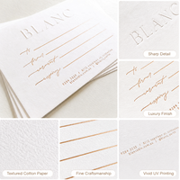 Cartes en papier coton blanc crème personnalisées, gaufrées, estampées à chaud, impression UV, cartes de remerciement pour emballages professionnels
