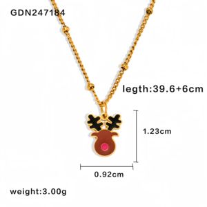 Conjunto de Collar, Aretes, Pulsera y Anillo de Cuentas de Acero Inoxidable de Moda Navideña 2024, Regalo para Fiestas - Product Image 5