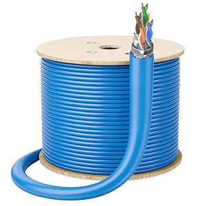 Câble Ethernet CAT7 SSTP en cuivre massif 305m bleu, câble LAN haute vitesse - Product Image 1