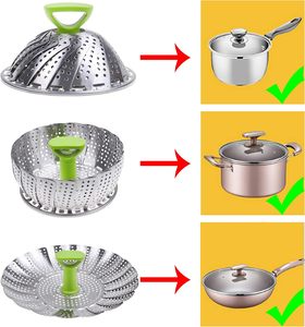 Gadget de cuisine, panier vapeur en acier inoxydable, panier vapeur pliable pour légumes, pour la cuisson - Product Image 4