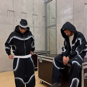 بملصق خاص مخصص عالي الجودة قطن سميك بخاخ سميك بسحاب فوق الشمس مغسول بحمض مبطّن بالوزن الثقيل للرجال - Product Image 1