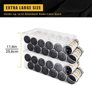 Organizador de almacenamiento de acrílico transparente para cocina, organizador de nevera apilable, caja de almacenamiento, contenedores, nevera, bebida, dispensador de latas de refresco - Product Image 2