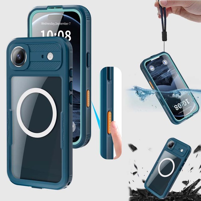 For iPhone 17 Pro Max 17 Air Waterproof Case Support Magnetic Wireless Charging Shockproof Phone Pouch Screen Lens Protector
