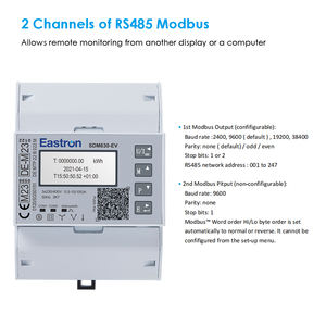 Medidor de Energía para Vehículos Eléctricos <span class=keywords><strong>Eastron</strong></span> <span class=keywords><strong>SDM</strong></span> 630-EV con Certificación MID, Medidor de Carga para Vehículos Eléctricos Trifásico OCMF con Pantalla LCD - Product Image 5