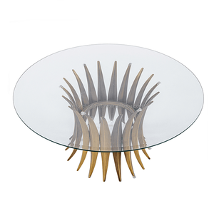 Juego de mesa de comedor de acero inoxidable clásico nórdico, tapa de cristal moderna multifunción para comedor, salón, hogar, Villa, hogar, Bar - Product Image 1