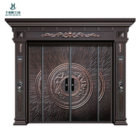 Porte d'entrée en aluminium coulé sculpté sur mesure, colonnes romaines, design moderne du milieu du siècle, pour embellir les appartements et les villas