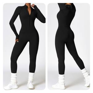 Damen Half Zip Winter Active wear Bodysuit <span class=keywords><strong>Fleece</strong></span> Futter Langarm Sport Spiel anzug Fitness <span class=keywords><strong>One</strong></span> <span class=keywords><strong>Piece</strong></span> Yoga Jumps uit - Product Image 5