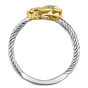 Anello Punk Bicolore con Zirconi per Donne, Gioiello da Dito alla Moda - Product Image 6