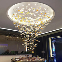 Lustre suspendu en verre LED de style moderne, feuille d'érable, décoration, salle de banquet, hall d'hôtel, villa, luxe