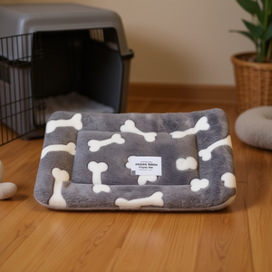Cama Reversible para Perro de Franela con Diseño de Hueso, Rectangular, Lavable a Máquina, para Jaula, Uso en Interiores, Todas las Estaciones - Product Image 2