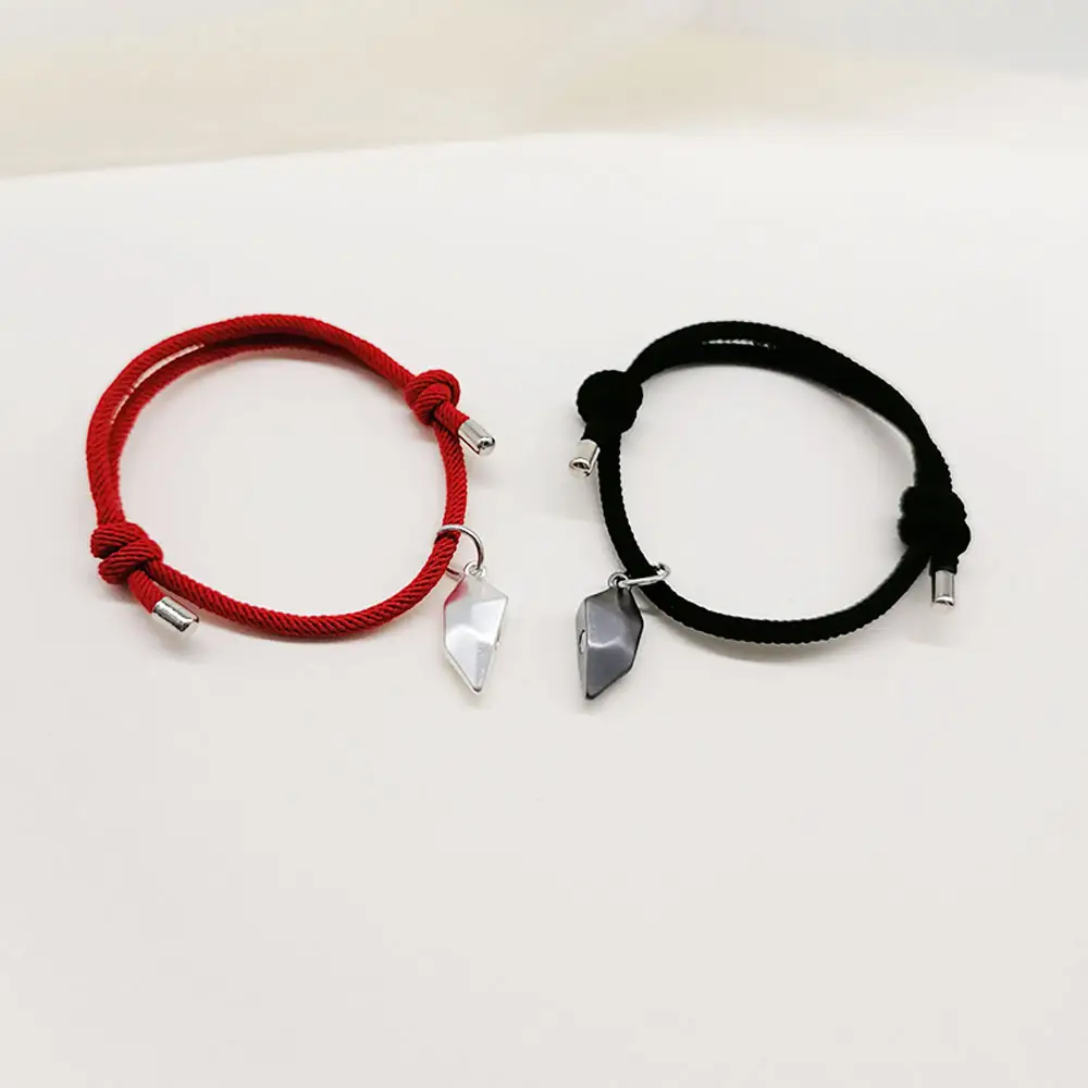 Adjustable Bracelet Set Silver Plated luxury jewelry couple bracelet magnetic paired red black thread bracelet magnet couple