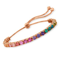 Minimalista Multicolor Cubic Zirconia Rectángulo Cristal Chapado en oro Joyería Zircon Tenis Rainbow CZ Pulseras y brazaletes